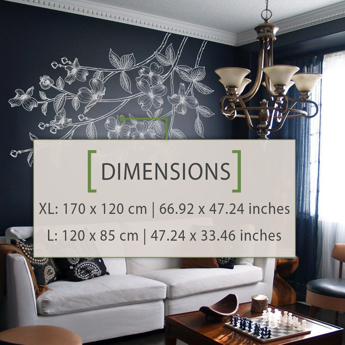Dogwood Branch Vinyl Wall Decal: Floral Corner Accent