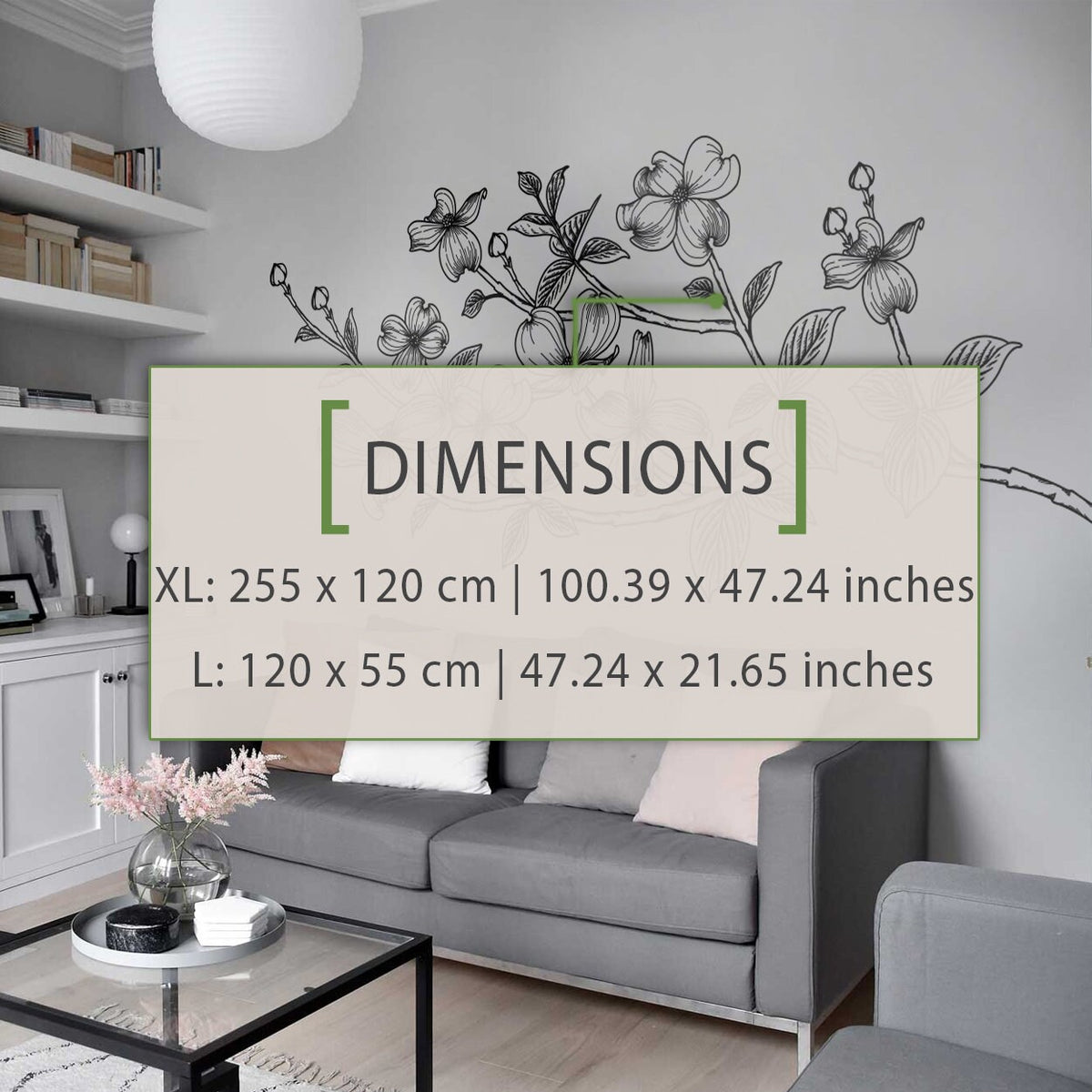 Dogwood Branch Wall Decal: Floral Corner Accent, Modern Decor