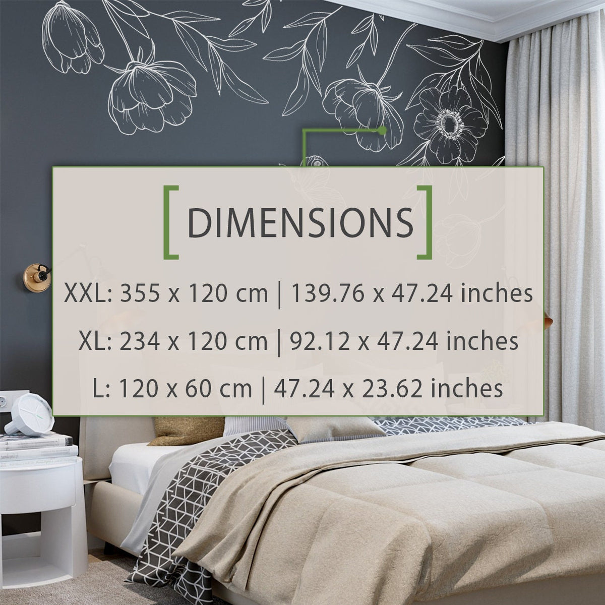 Floral Corner Wall Decal: Botanical Vinyl Flower Art for Bedroom