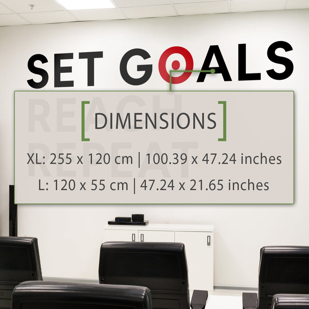 Set Goals Reach Repeat Office Wall Decal: Motivational Art