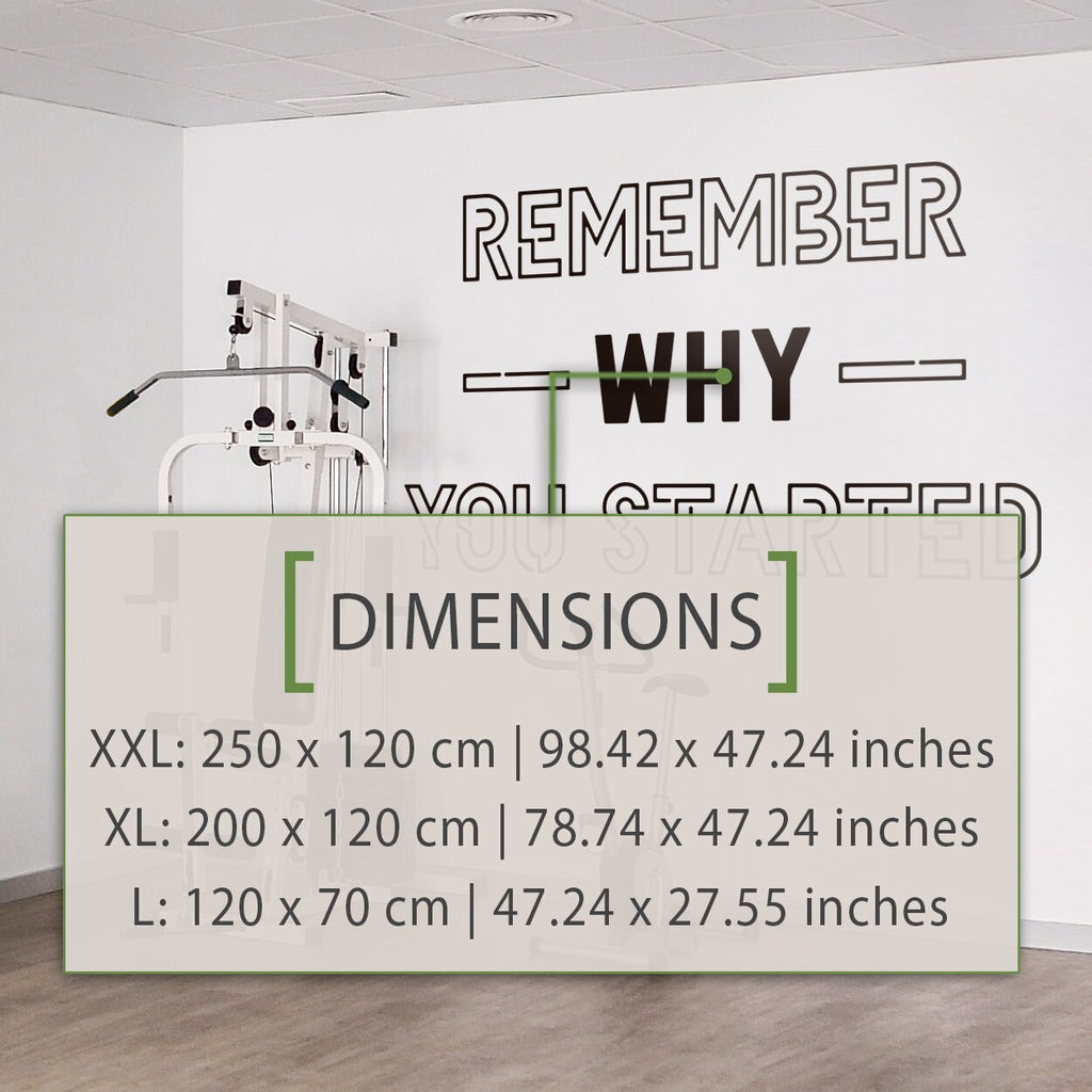 Gym Wall Decal: Remember Why You Started, Motivational Fitness Decor