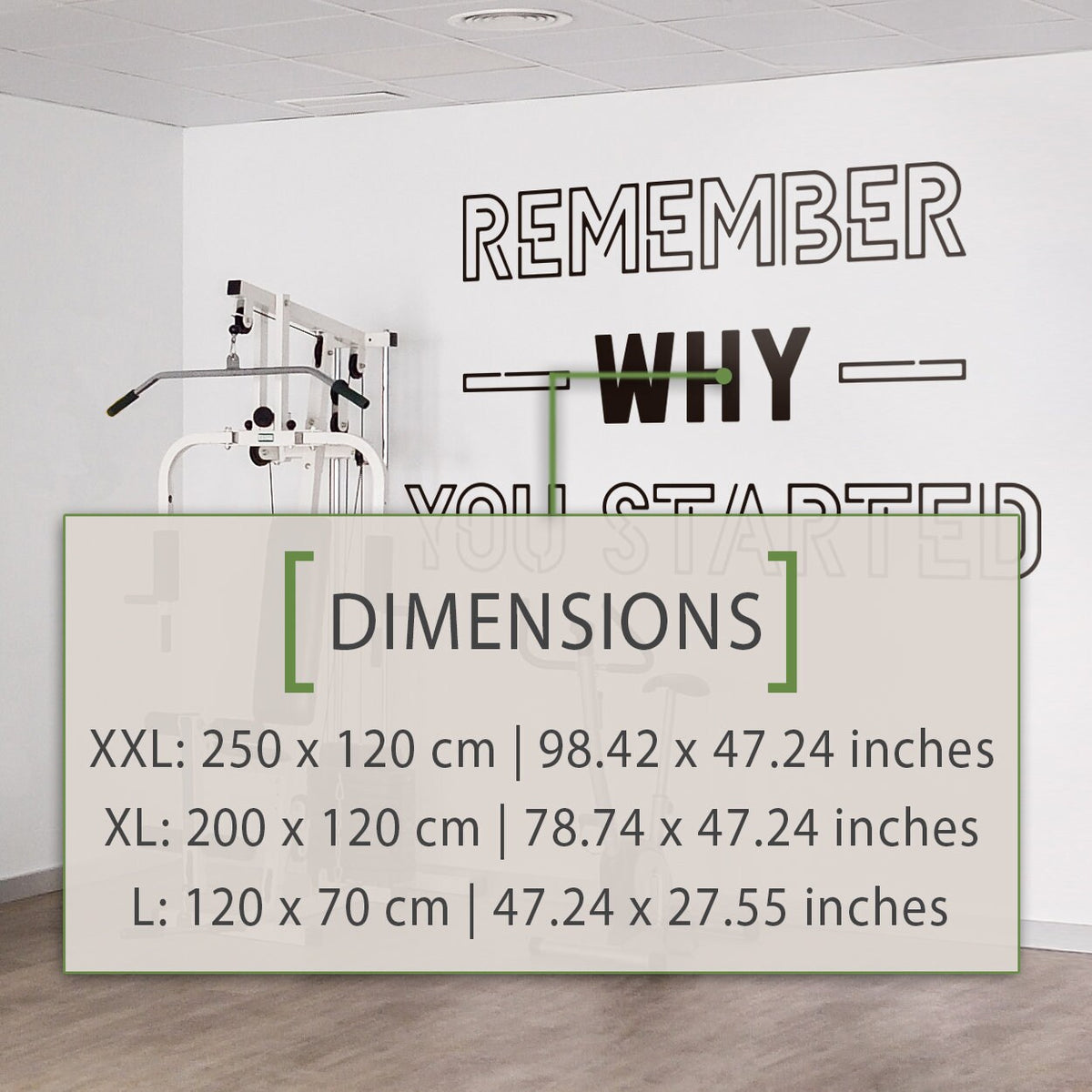 Gym Wall Decal: Remember Why You Started, Motivational Fitness Decor