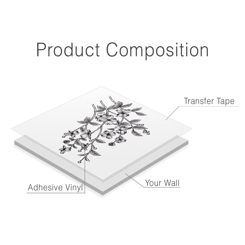 Dogwood Branch Vinyl Wall Decal: Floral Corner Accent