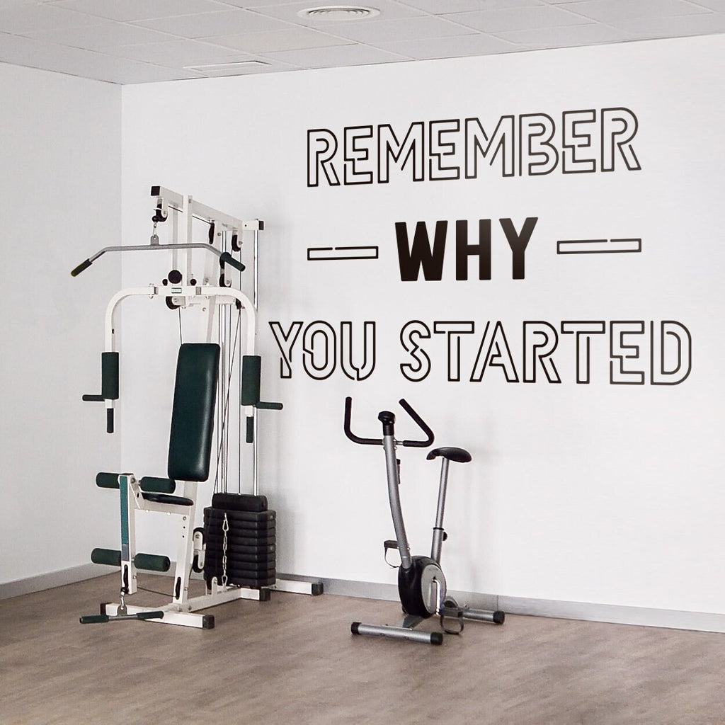 Gym Wall Decal: Remember Why You Started, Motivational Fitness Decor