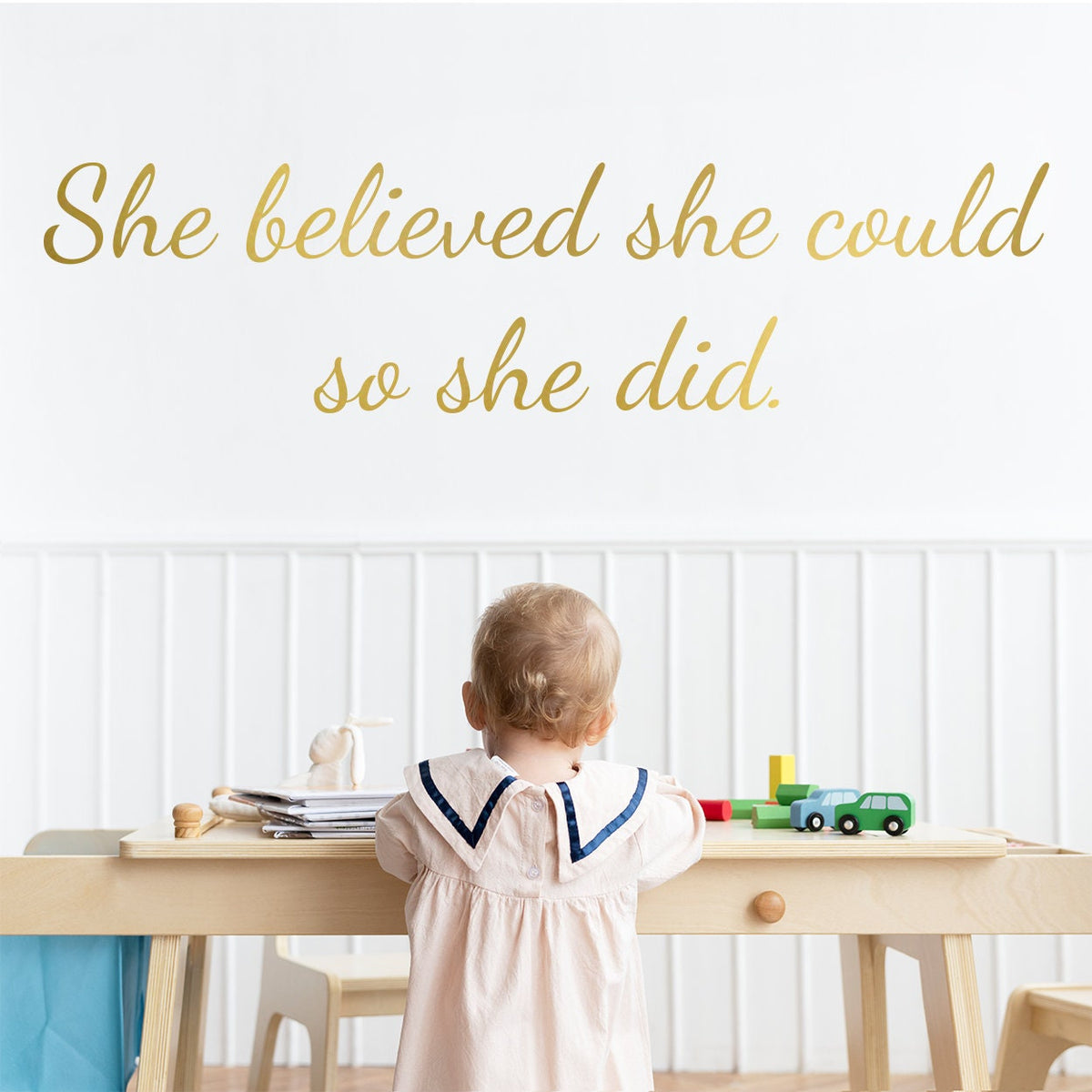 Inspirational Nursery Wall Decal: She Believed She Could