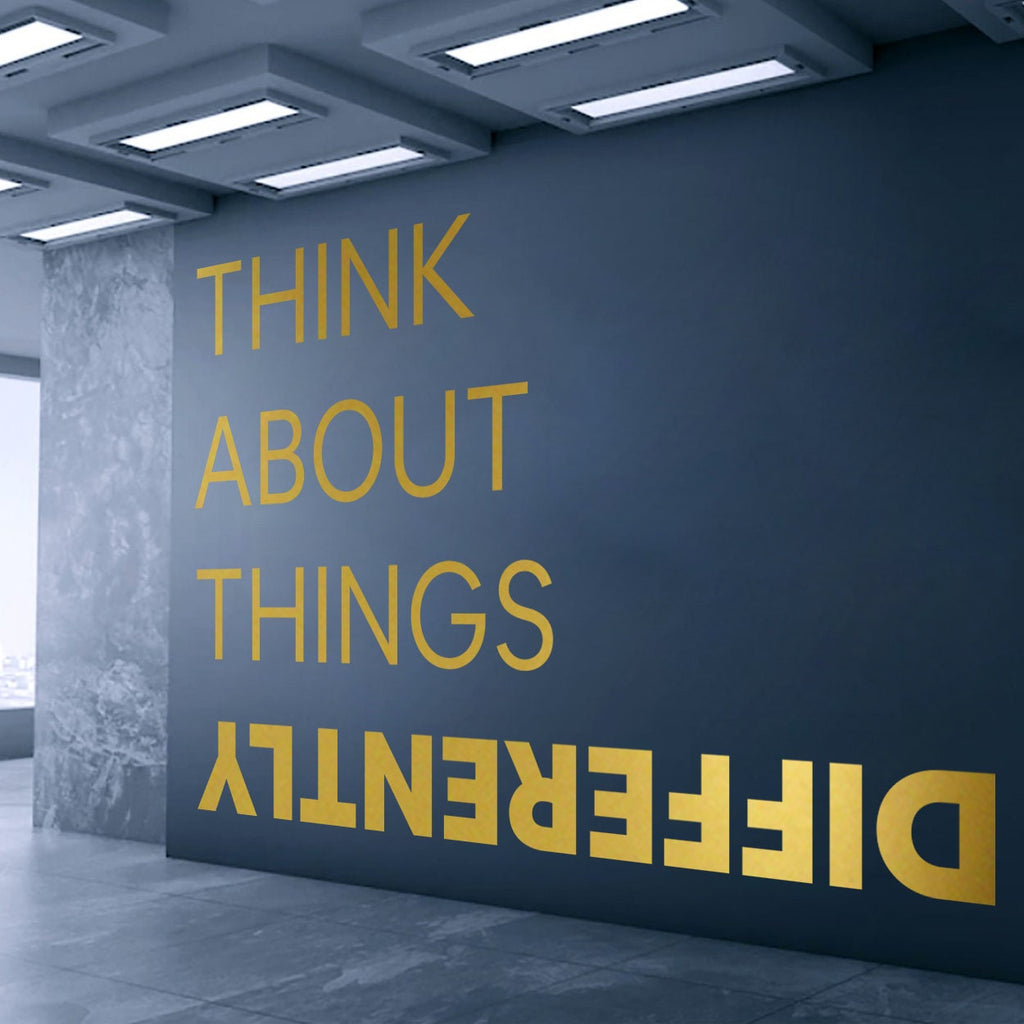 Think About Things Differently: Vinyl Wall Decal, Modern Office Decoration, Workstation Design