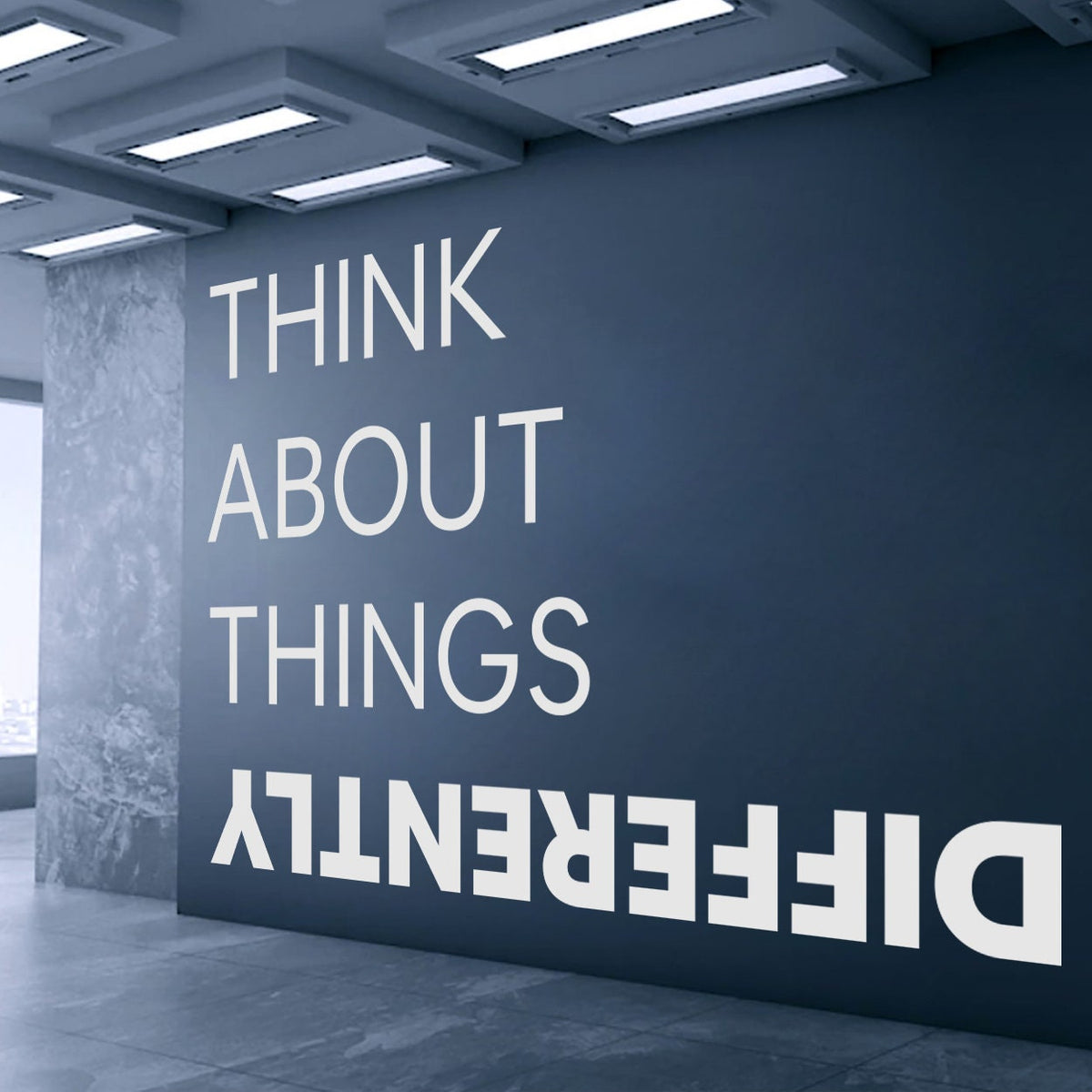 Think About Things Differently: Vinyl Wall Decal, Modern Office Decoration, Workstation Design