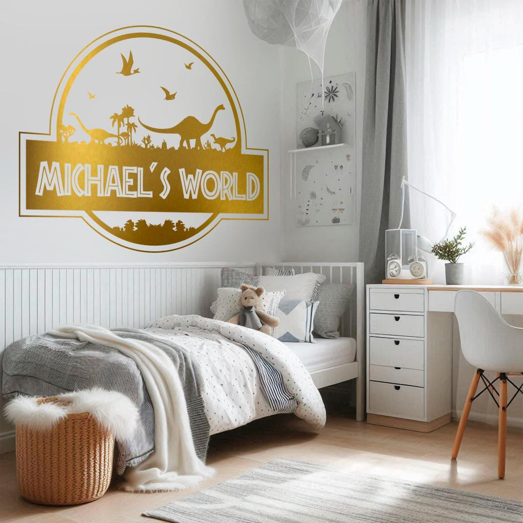 Personalized Dinosaur Decal: Custom Name Vinyl Wall Sticker for Playroom, Nursery, or Kids Bedroom