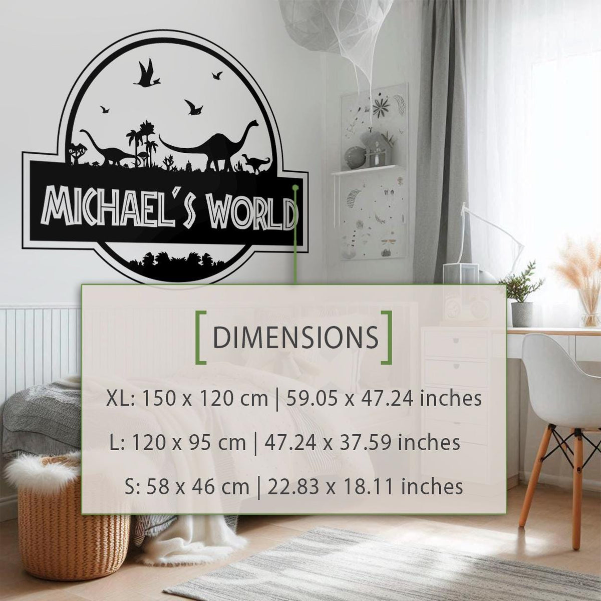 Personalized Dinosaur Decal: Custom Name Vinyl Wall Sticker for Playroom, Nursery, or Kids Bedroom
