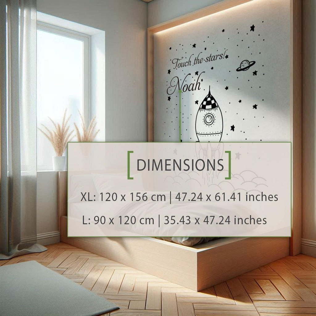 Personalized Space Wall Decal: Rocket, Planets, Stars - Kids Nursery Decor