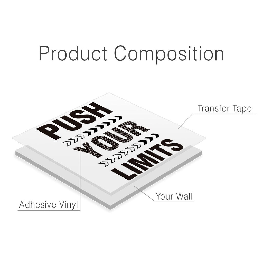 Push Your Limits Gym Wall Decal, Motivational Fitness Quote, Minimalist Vinyl Decor