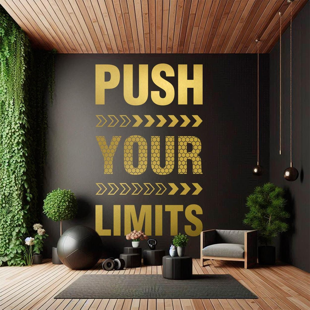 Push Your Limits Gym Wall Decal, Motivational Fitness Quote, Minimalist Vinyl Decor