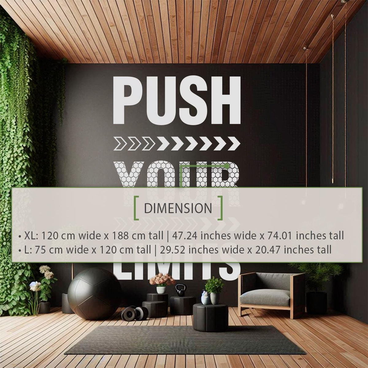 Push Your Limits Gym Wall Decal, Motivational Fitness Quote, Minimalist Vinyl Decor