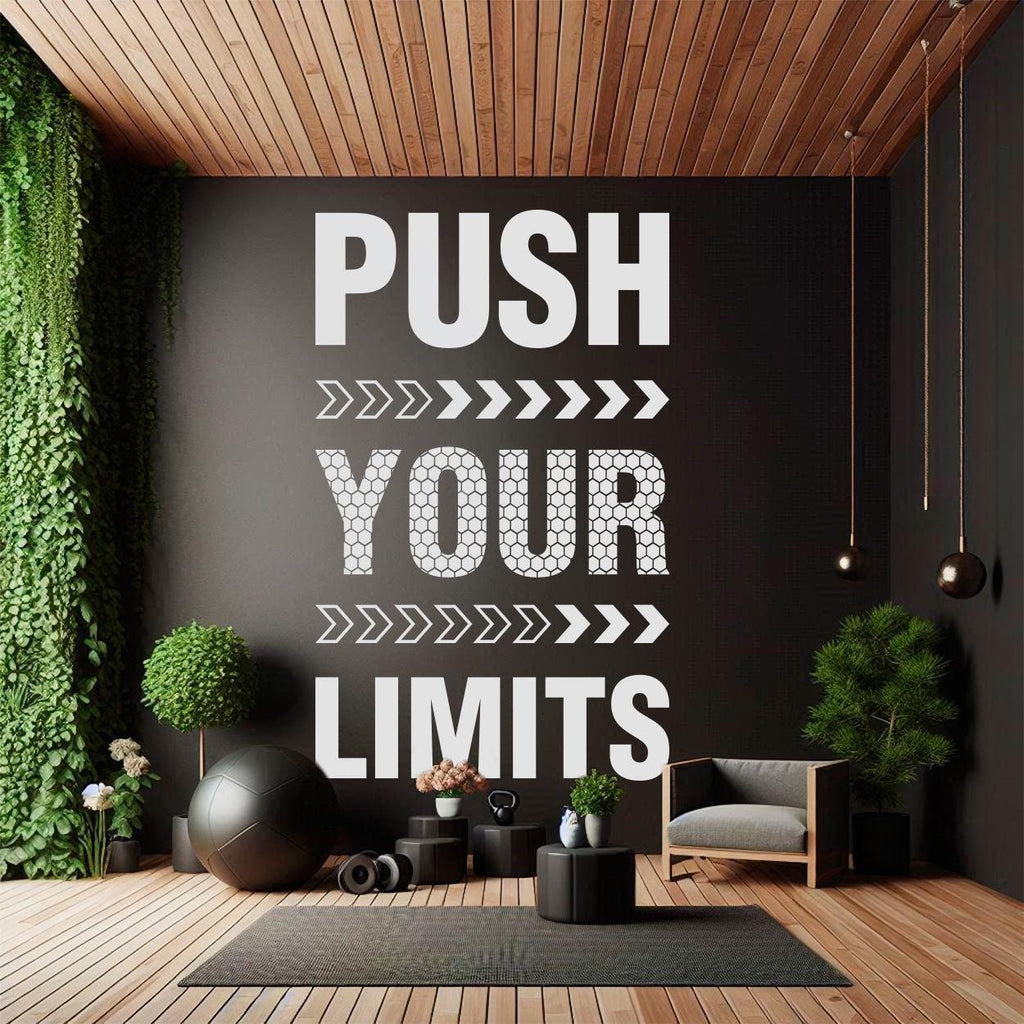 Push Your Limits Wall Decal | Minimalist Motivational Gym Décor | Inspiring Die-Cut Vinyl for Fitness Enthusiasts