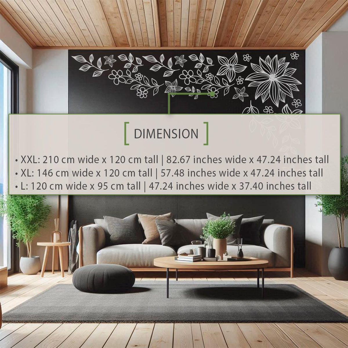 Minimalist Floral Corner Wall Decal: Die-Cut Vinyl Botanical Sticker