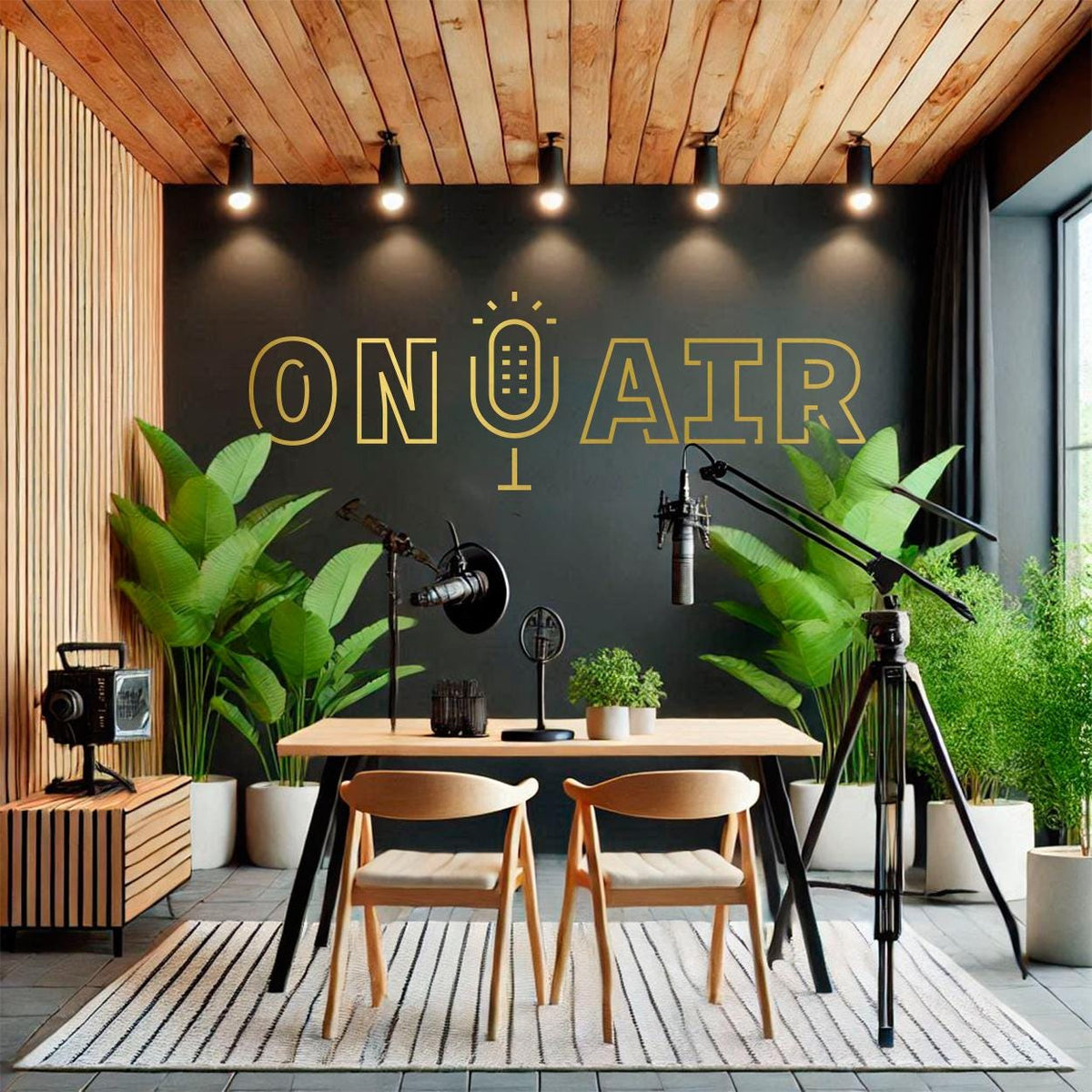 Minimalist On Air Vinyl Wall Art: Podcaster Streamer Studio Decor