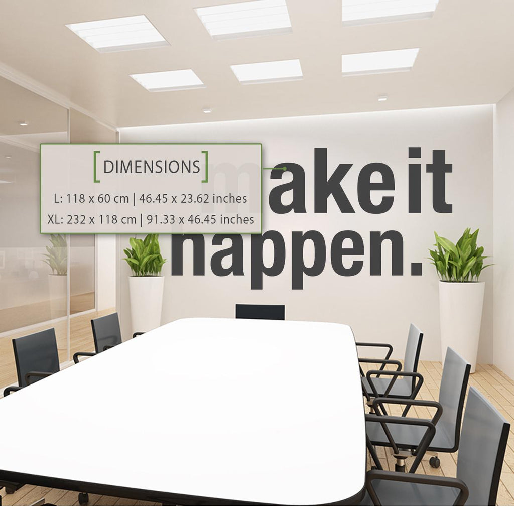 Make It Happen | Minimalist Vinyl Wall Decal | Motivational Office Decor, Inspiration Quote for Workspace