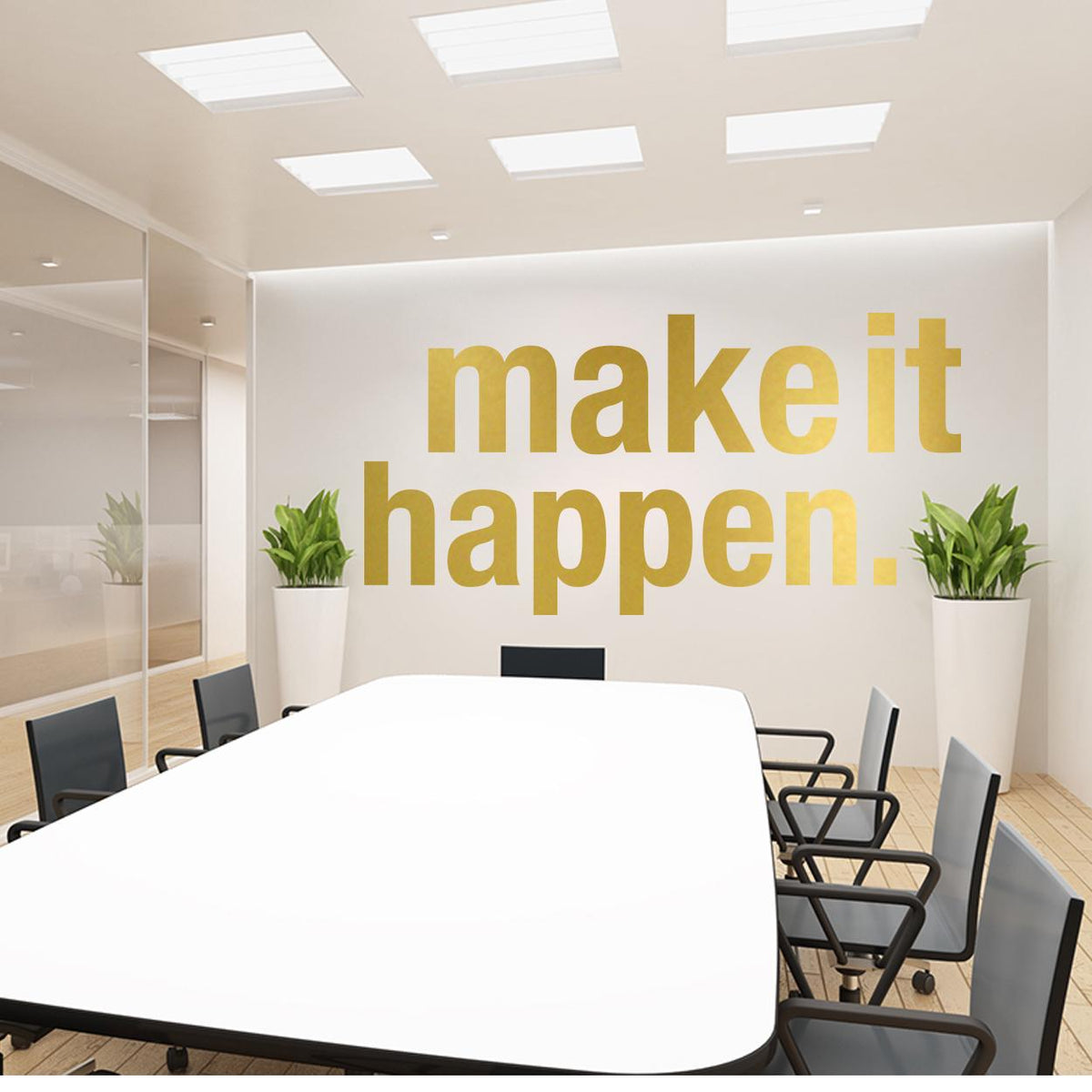 Make It Happen | Minimalist Vinyl Wall Decal | Motivational Office Decor, Inspiration Quote for Workspace