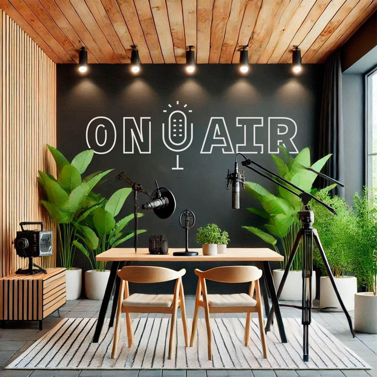 Minimalist On Air Vinyl Wall Art: Podcaster Streamer Studio Decor