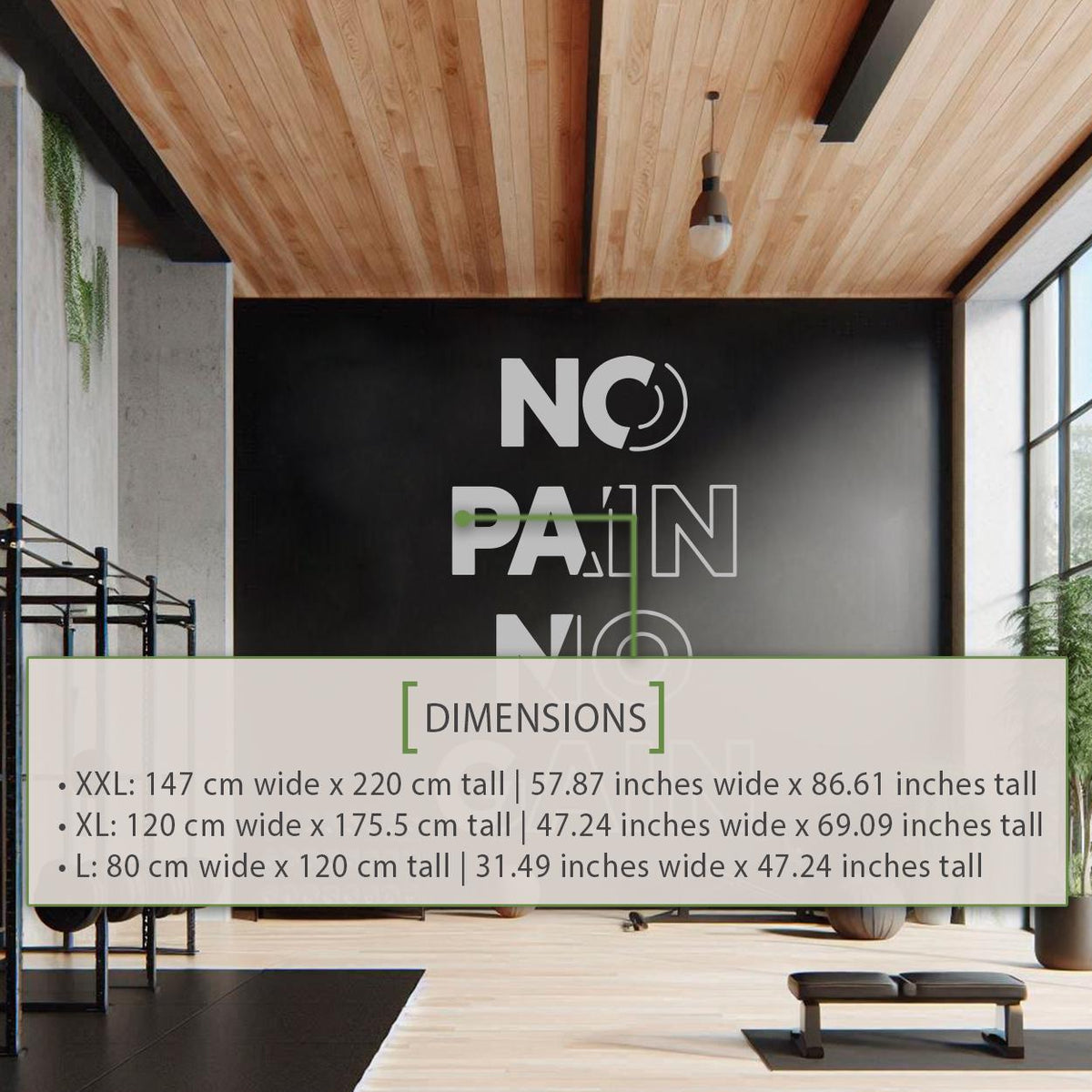 No Pain No Gain Vinyl Wall Decal: Minimalist Gym Motivational Sticker Home Fitness Inspiration