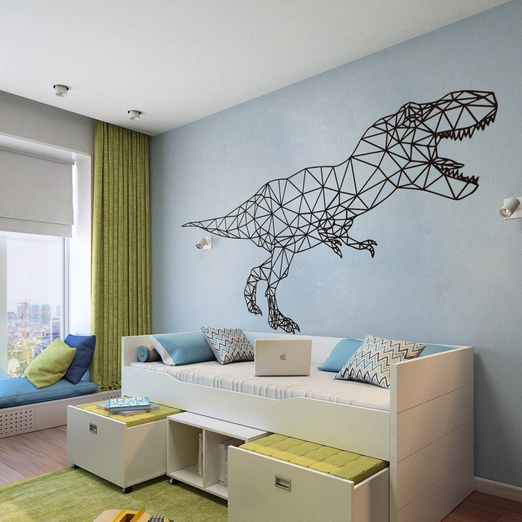 T-Rex Geometric Dinosaur Wall Decal, Minimalist Vinyl Sticker for Kids Room, Office, or Home Decor, Modern, Inspirational, Adventure-Themed Art