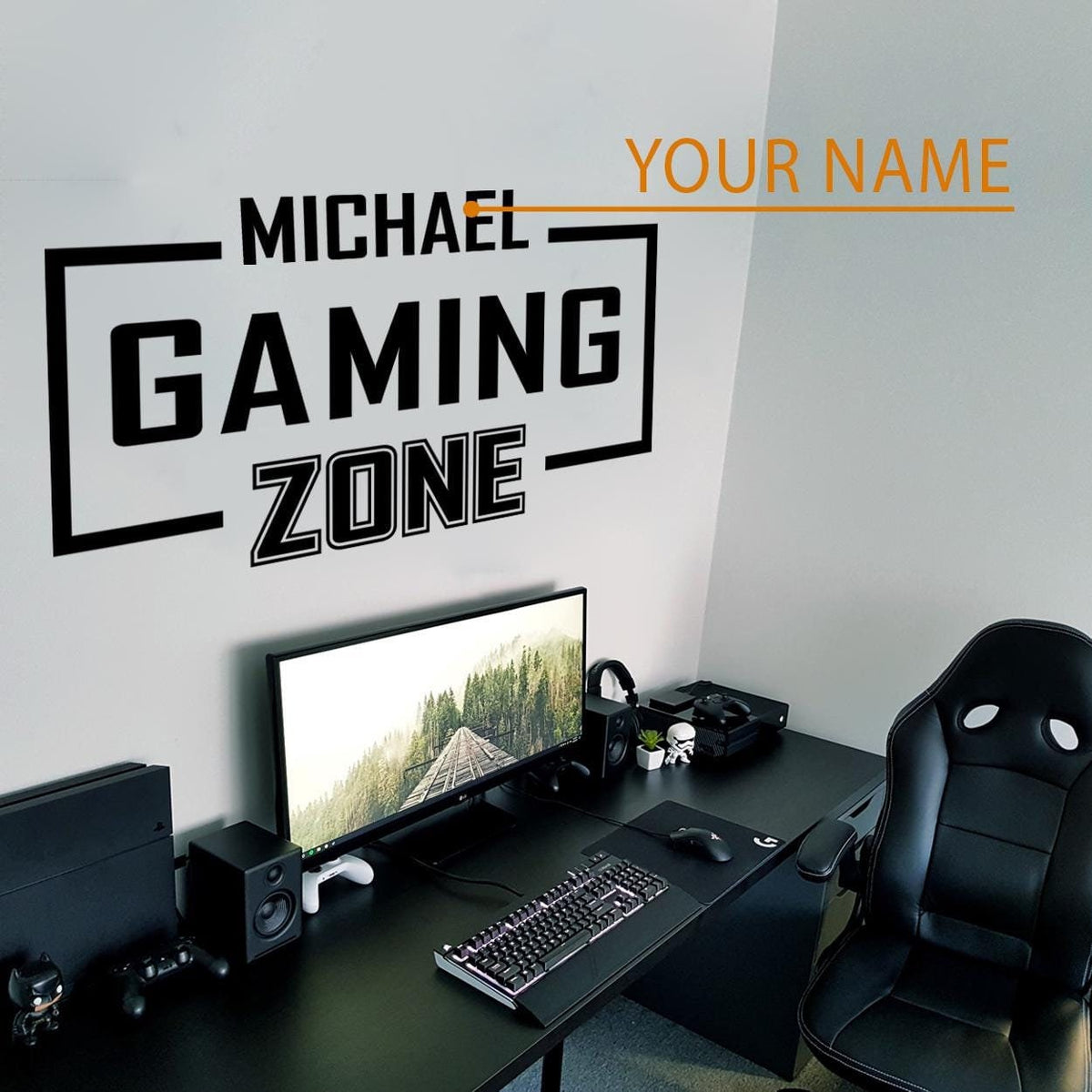 Customizable Gaming Zone Wall Decal - Minimalist Gamer Quote Vinyl Sticker for Gaming Room Decor, Personalized Name, Die-Cut Design