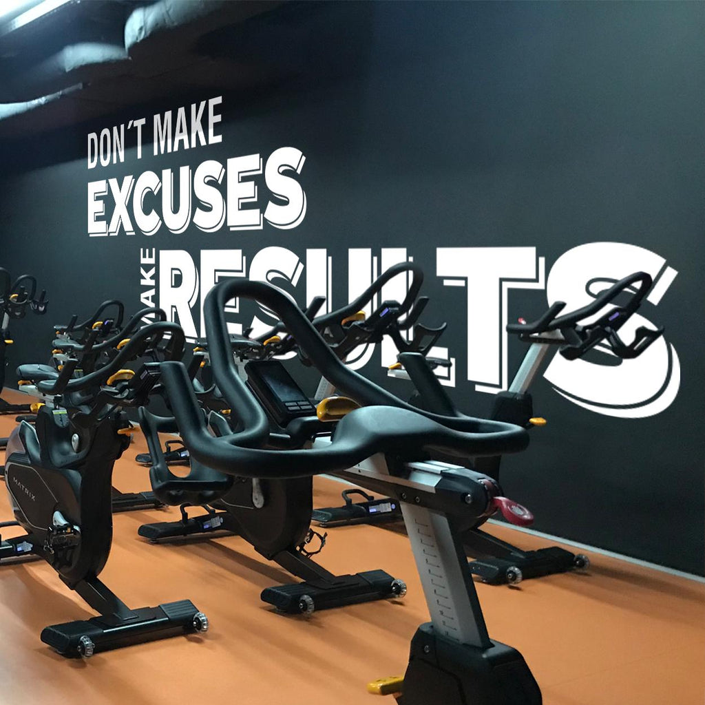 Motivational Gym Wall Decal: 'Don’t Make Excuses, Make Results' Vinyl Quote