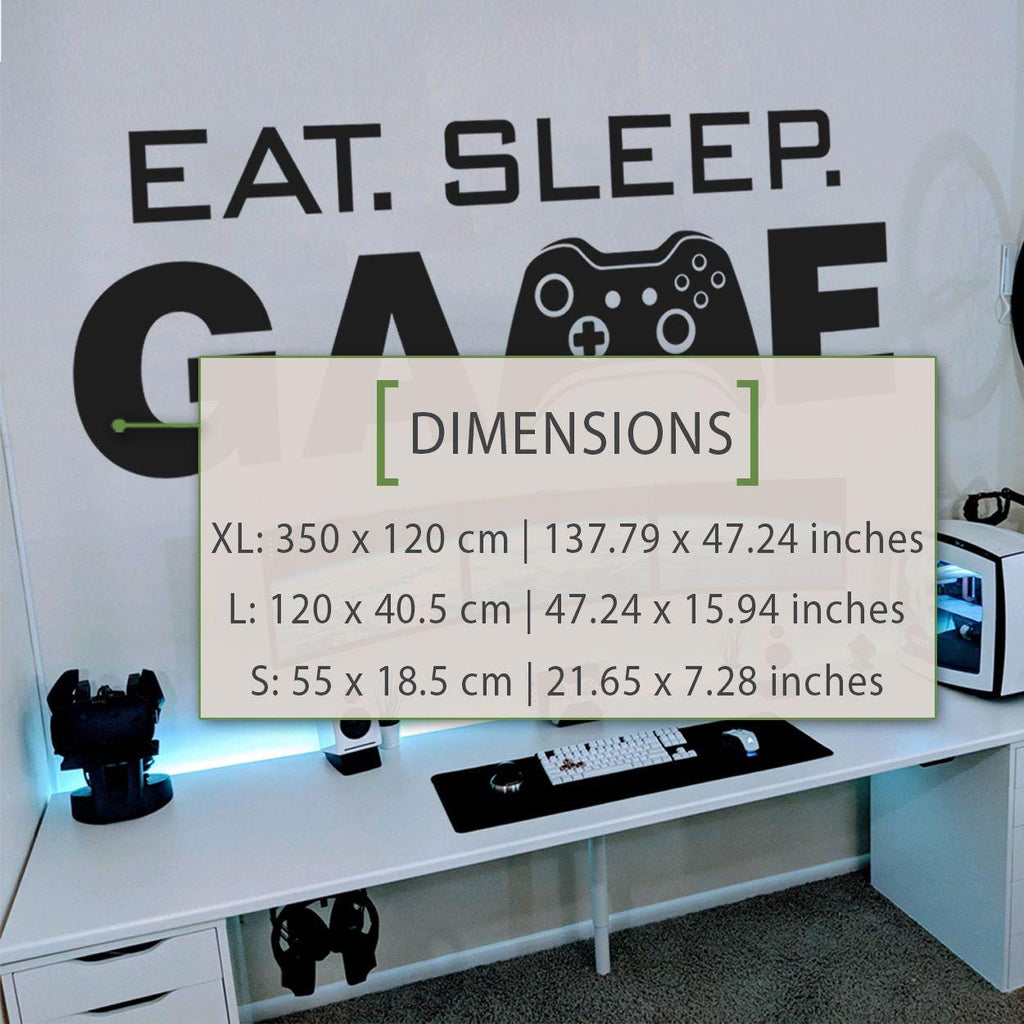 Eat Sleep Game Wall Decal, Gamer Room Decor, Video Game Vinyl Sticker, Battlestation Art