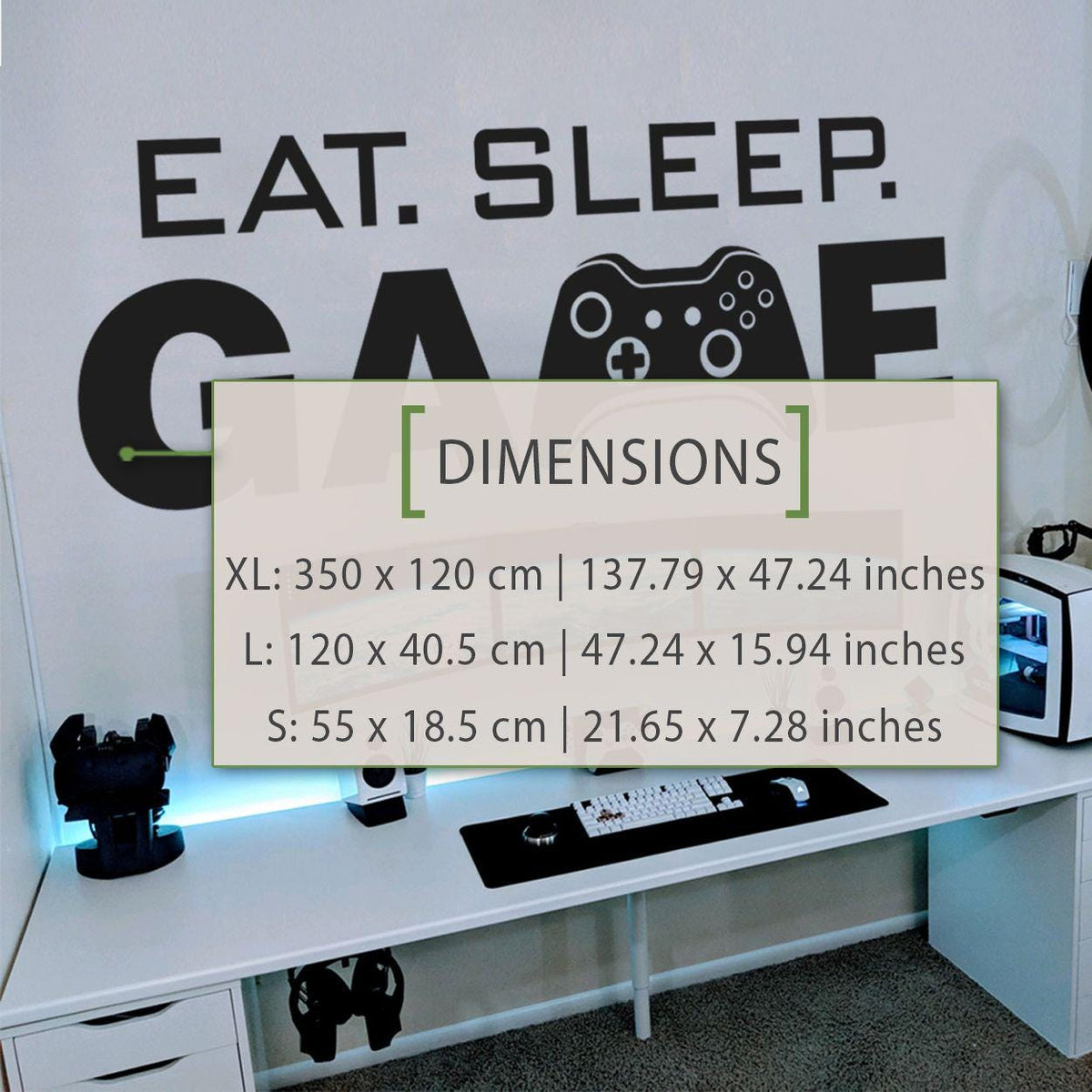 Eat Sleep Game Wall Decal, Gamer Room Decor, Video Game Vinyl Sticker, Battlestation Art