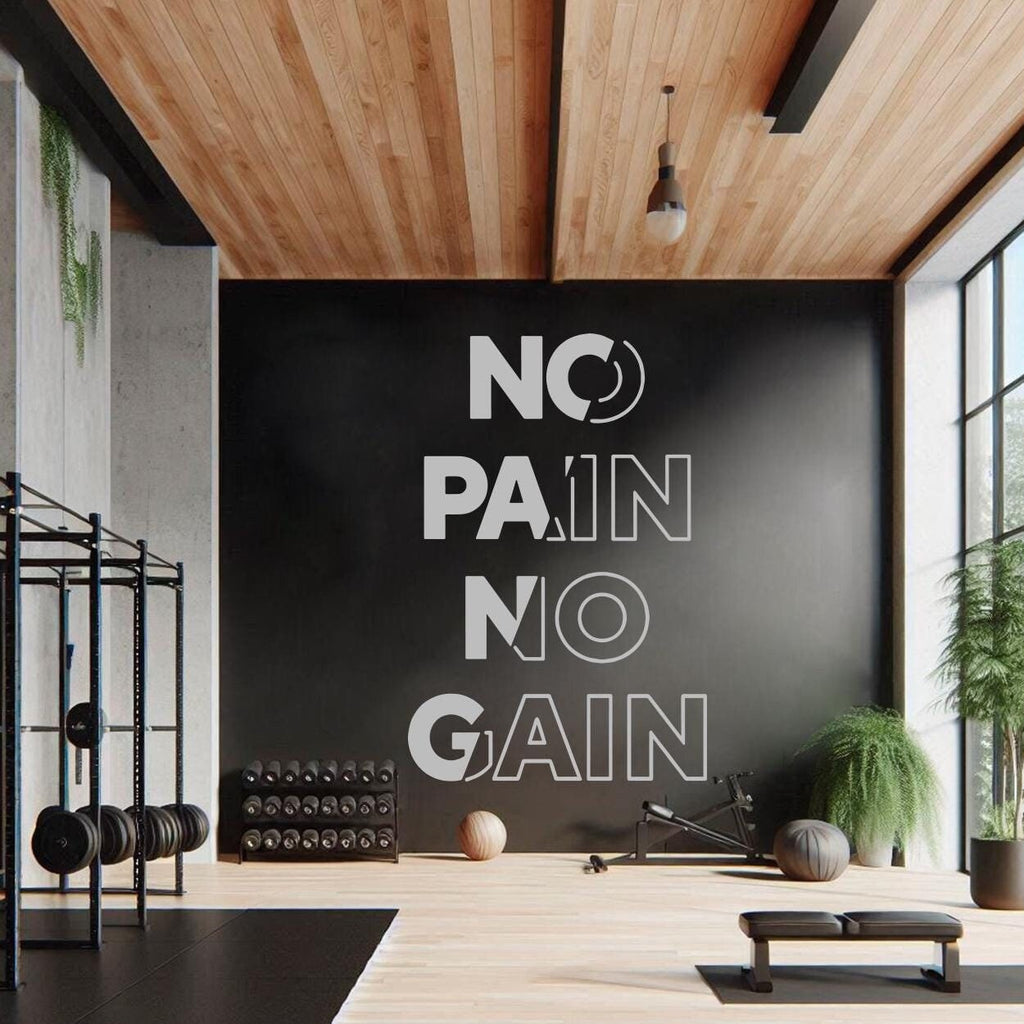 No Pain No Gain Vinyl Wall Decal, Minimalist Gym Decor, Motivational Quote Sticker for Home & Fitness Room Inspiration