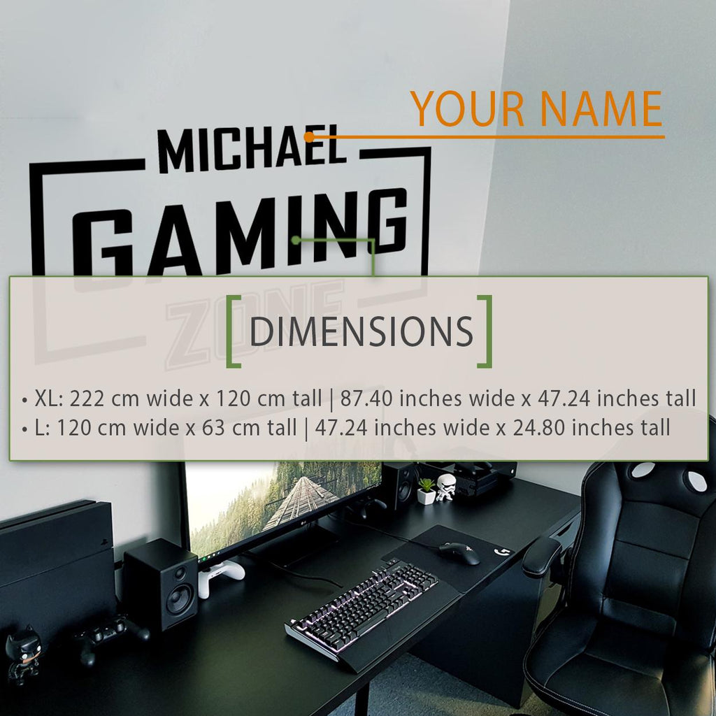 Personalized Gaming Zone Wall Decal, Custom Name Gamer Room Decor, Vinyl Sticker