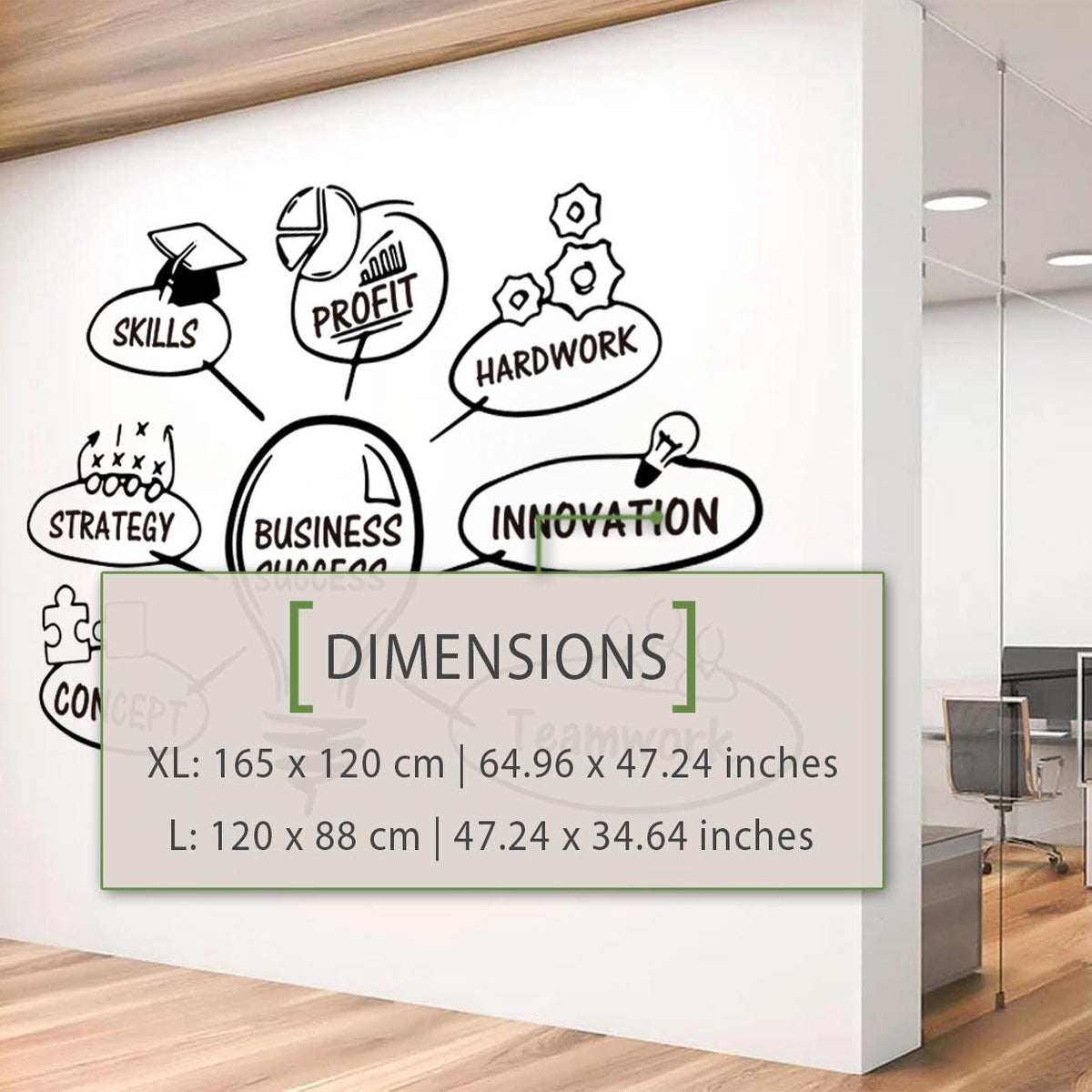 Business Success Vinyl Wall Decal - Motivational Office Decor, Inspirational Wall Art for Professional Spaces