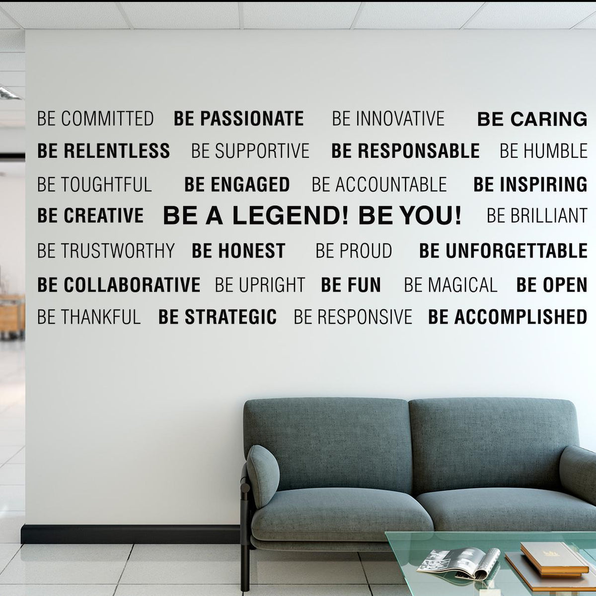Be a Legend Vinyl Wall Decal: Motivational Office Word Cloud