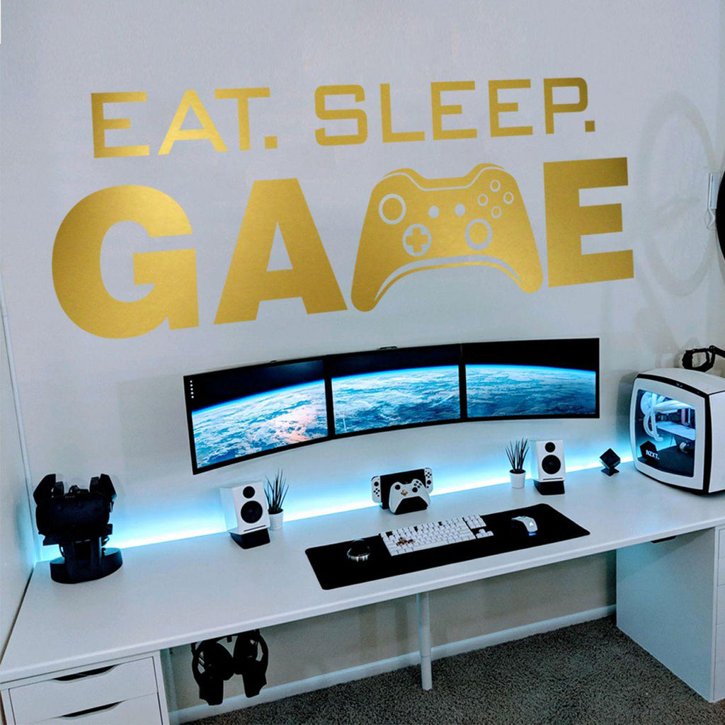 Eat Sleep Game Wall Decal, Gamer Room Decor, Video Game Vinyl Sticker, Battlestation Art