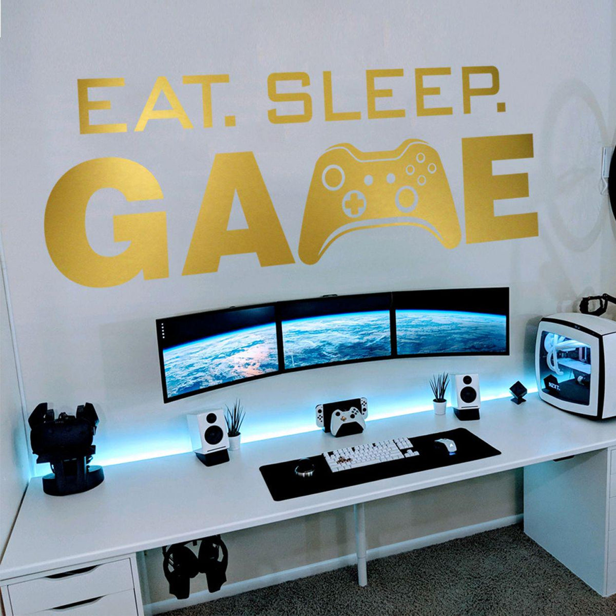 Eat Sleep Game Wall Decal, Gamer Room Decor, Video Game Vinyl Sticker, Battlestation Art