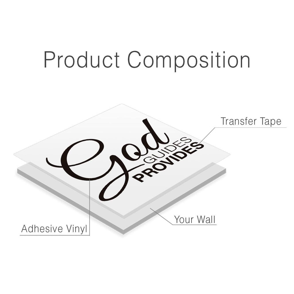 God Guides God Provides Wall Decal - Faith Quote Vinyl Sticker, Christian Home Decor Art