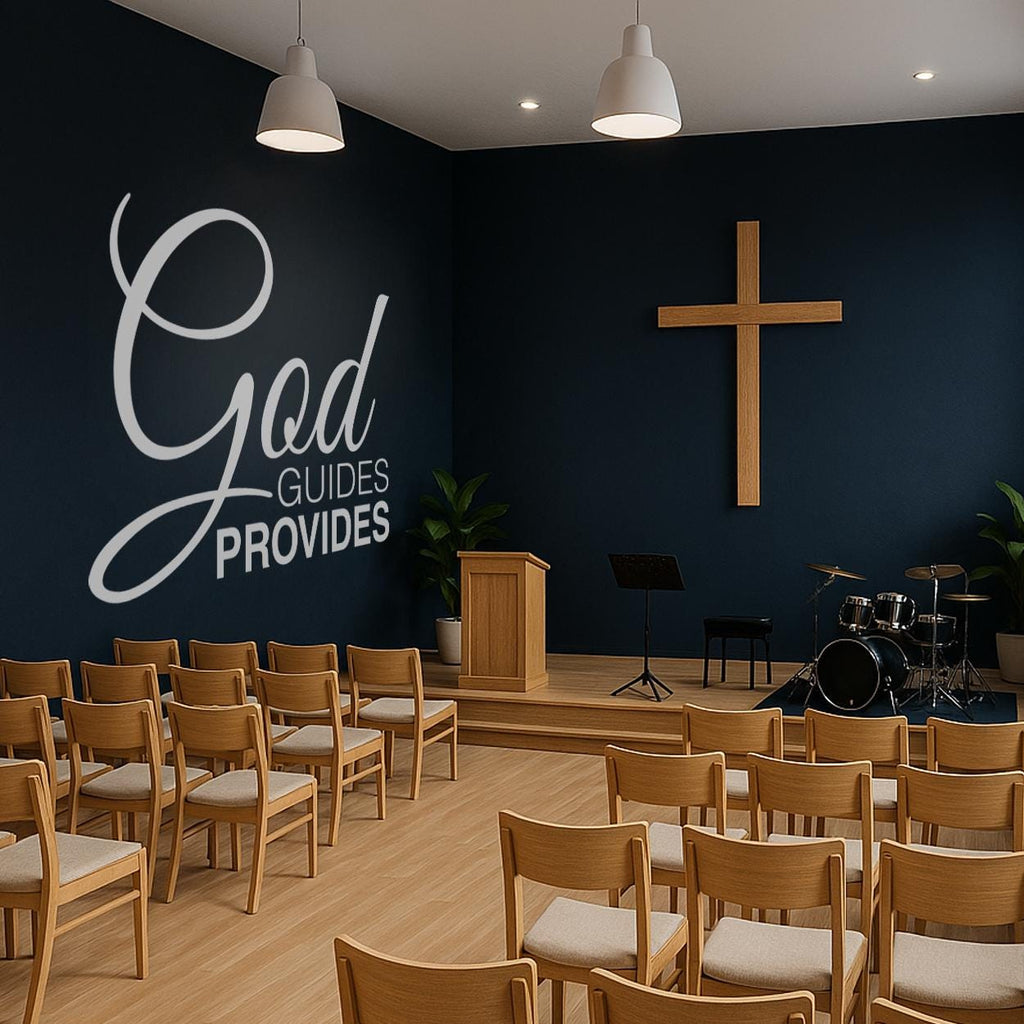 God Guides Provides Faith Wall Decal Minimalist Christian Vinyl Art Decor