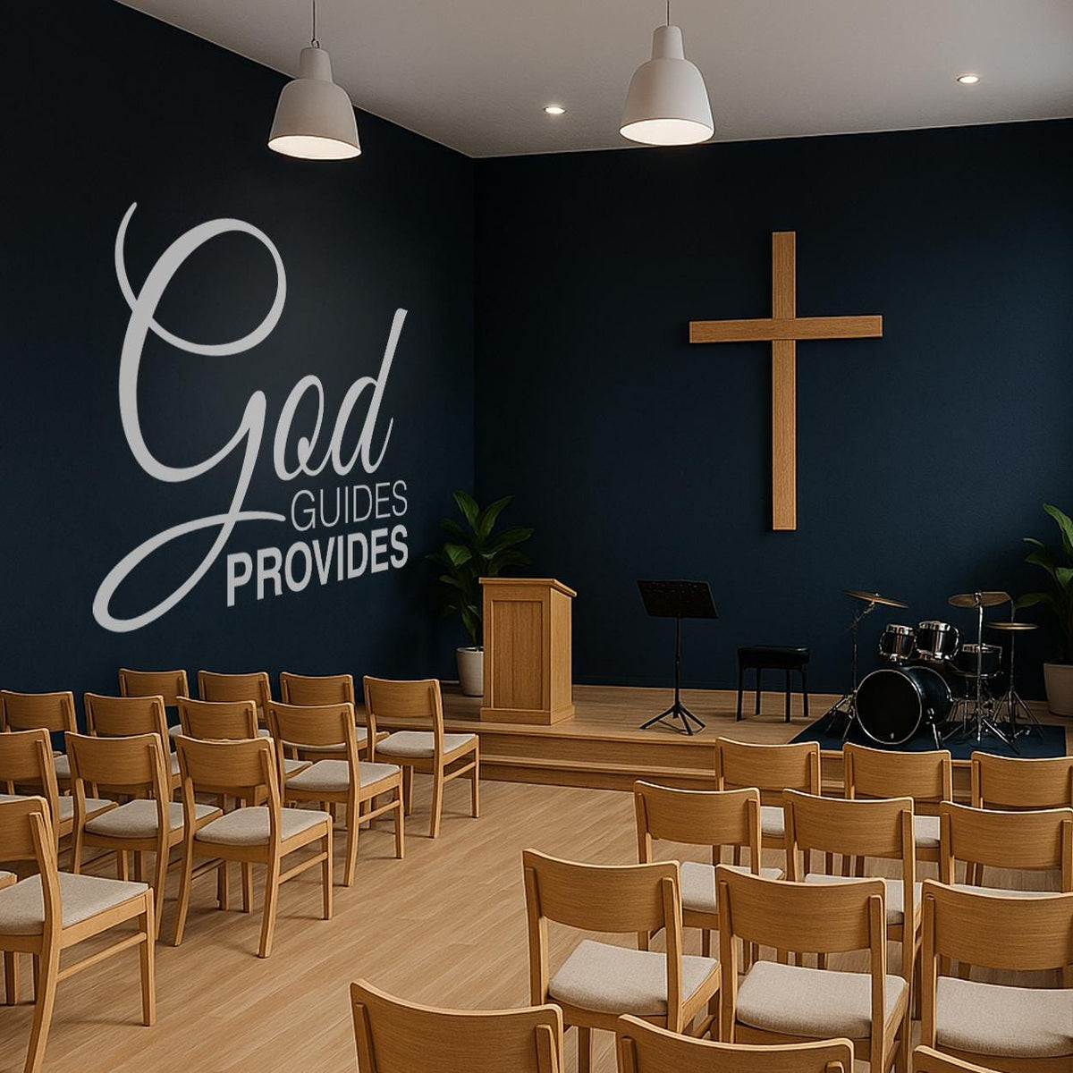 God Guides Provides Faith Wall Decal Minimalist Christian Vinyl Art Decor