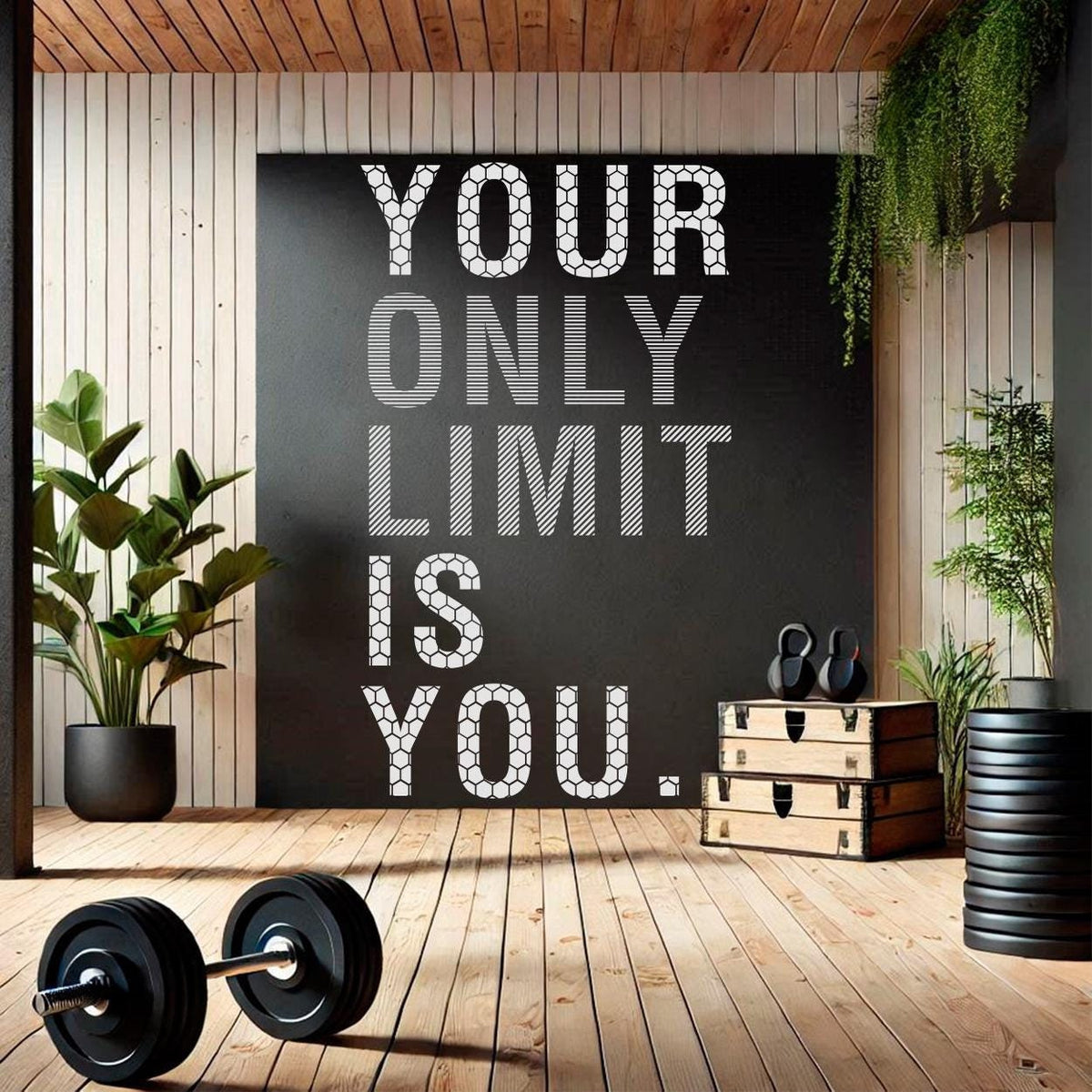 Your Only Limit Is You - Minimalist Motivational Gym Wall Decal | Die-Cut Vinyl Fitness Decor for Gym Interior & Workout Inspiration