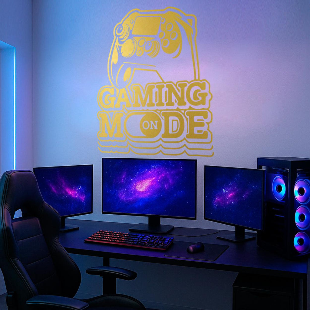 Gaming Mode On Wall Decal, Gamer Room Decor, Battlestation Vinyl Sticker
