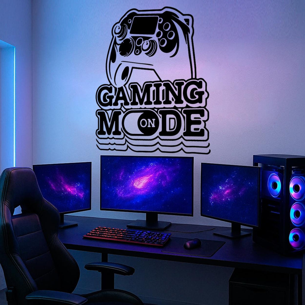 Gaming Mode On Wall Decal, Gamer Room Decor, Battlestation Vinyl Sticker