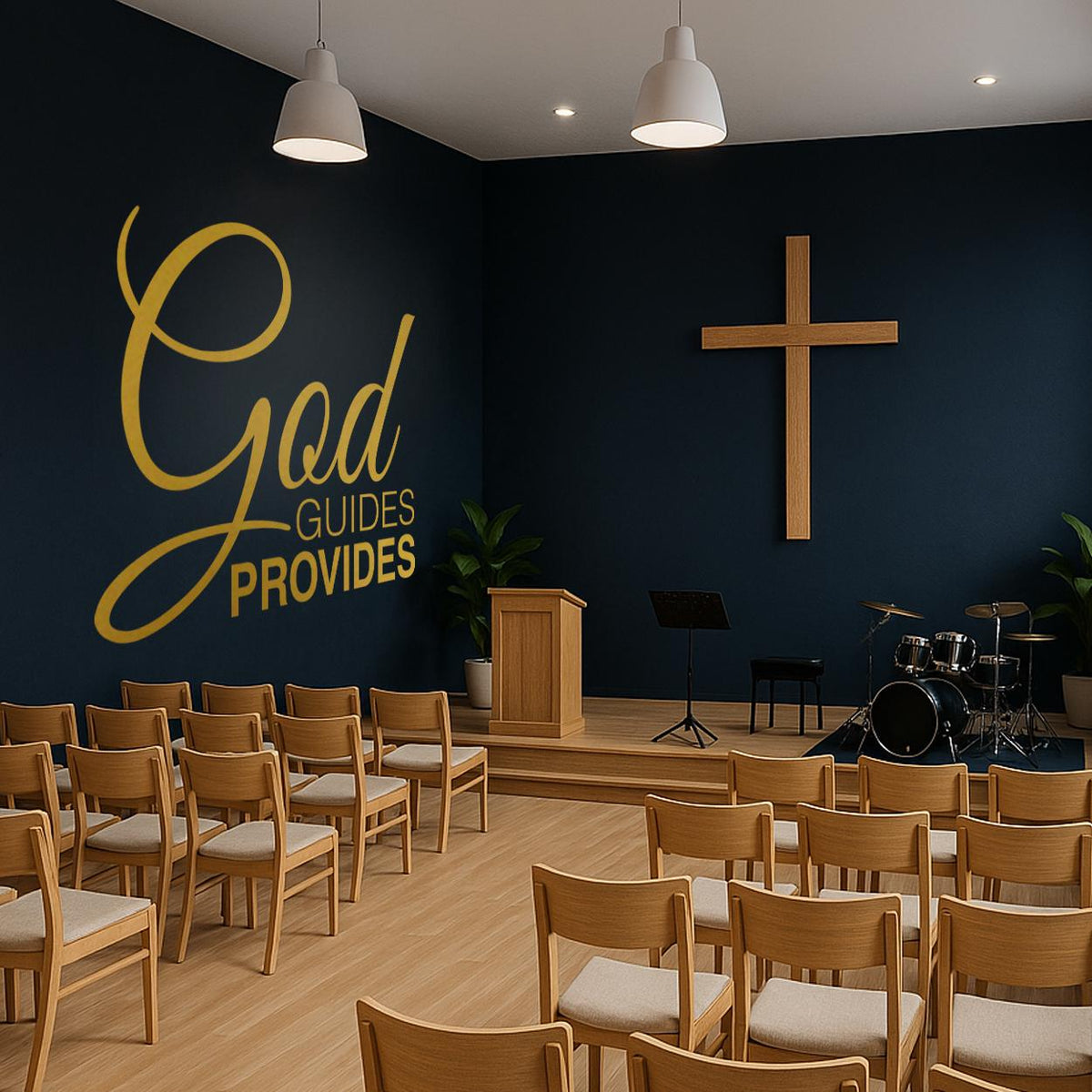 God Guides God Provides Wall Decal - Faith Quote Vinyl Sticker, Christian Home Decor Art