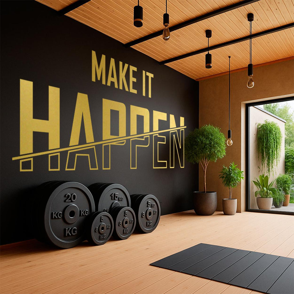 Minimalist 'Make It Happen' Vinyl Wall Decal - Perfect Gym Motivation!