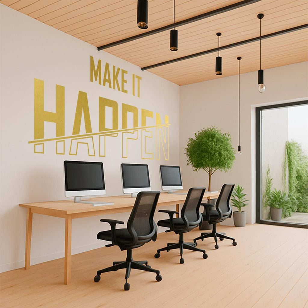 Motivational "Make It Happen" Vinyl Wall Decal for Office Decor