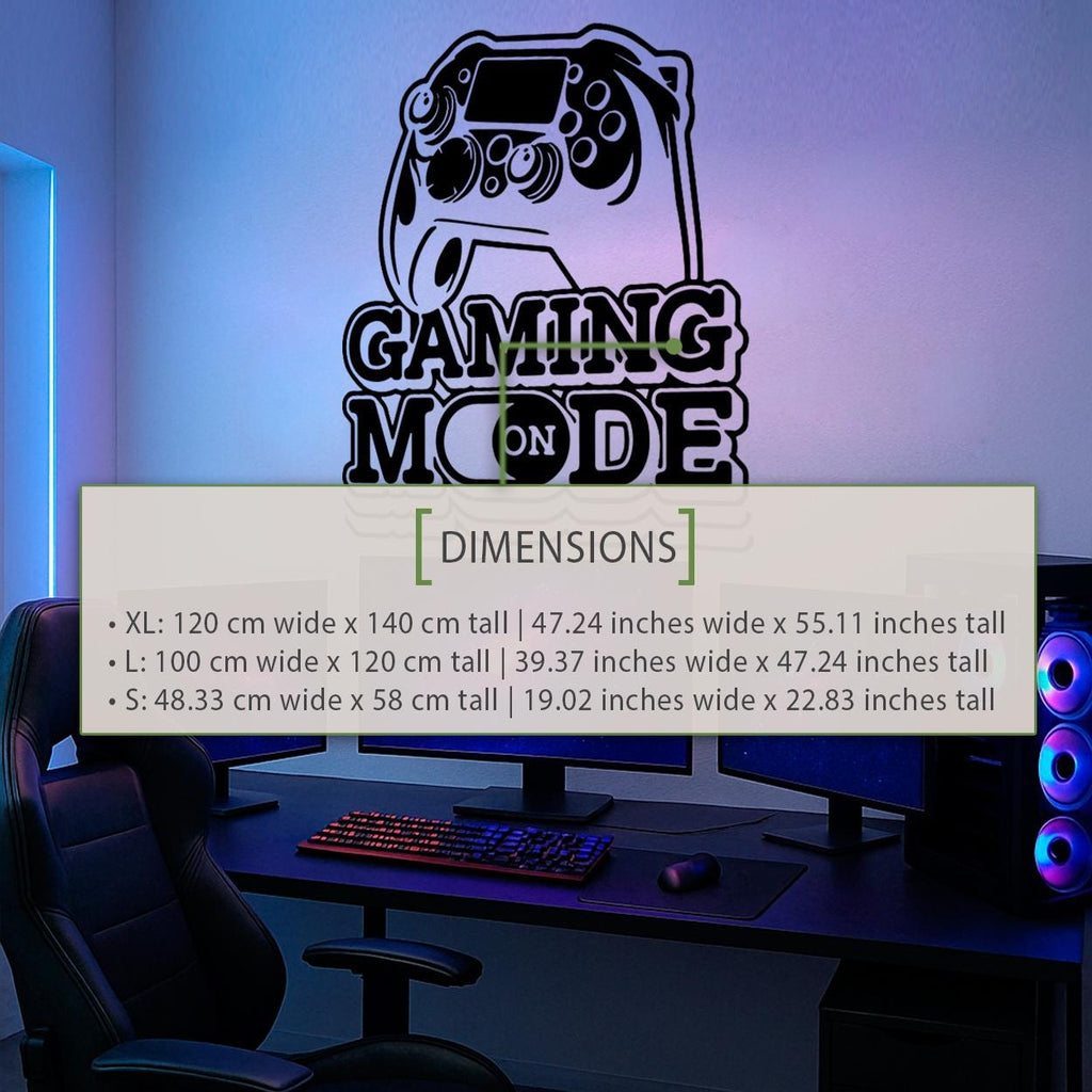 Gaming Mode On Wall Decal, Gamer Room Decor, Battlestation Vinyl Sticker