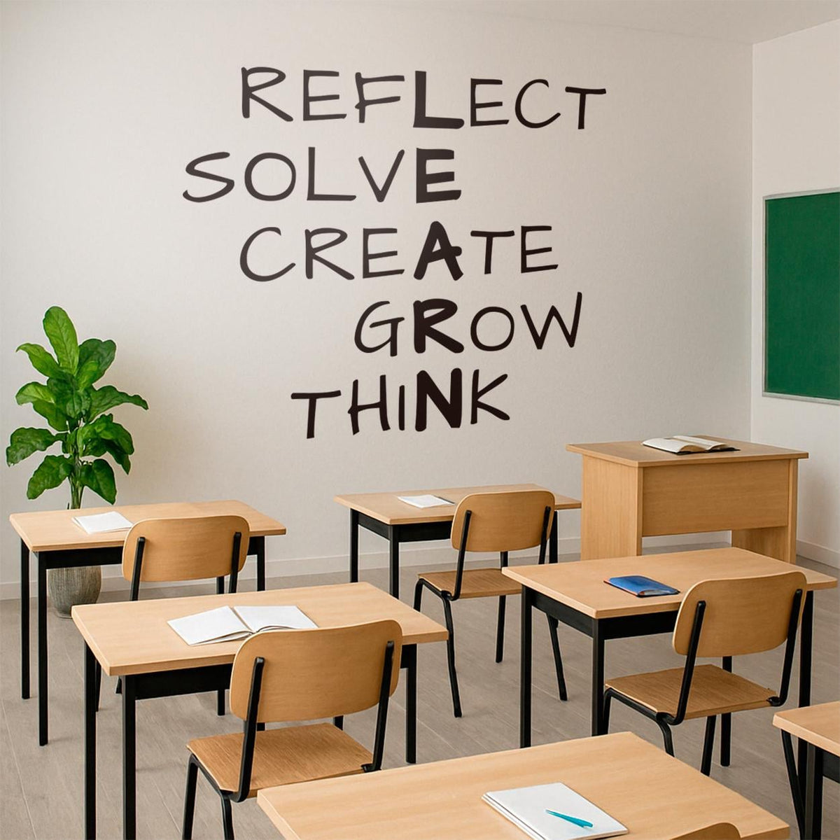 Minimalist 'Learn' Wordcloud Vinyl Wall Decal: Classroom Decor