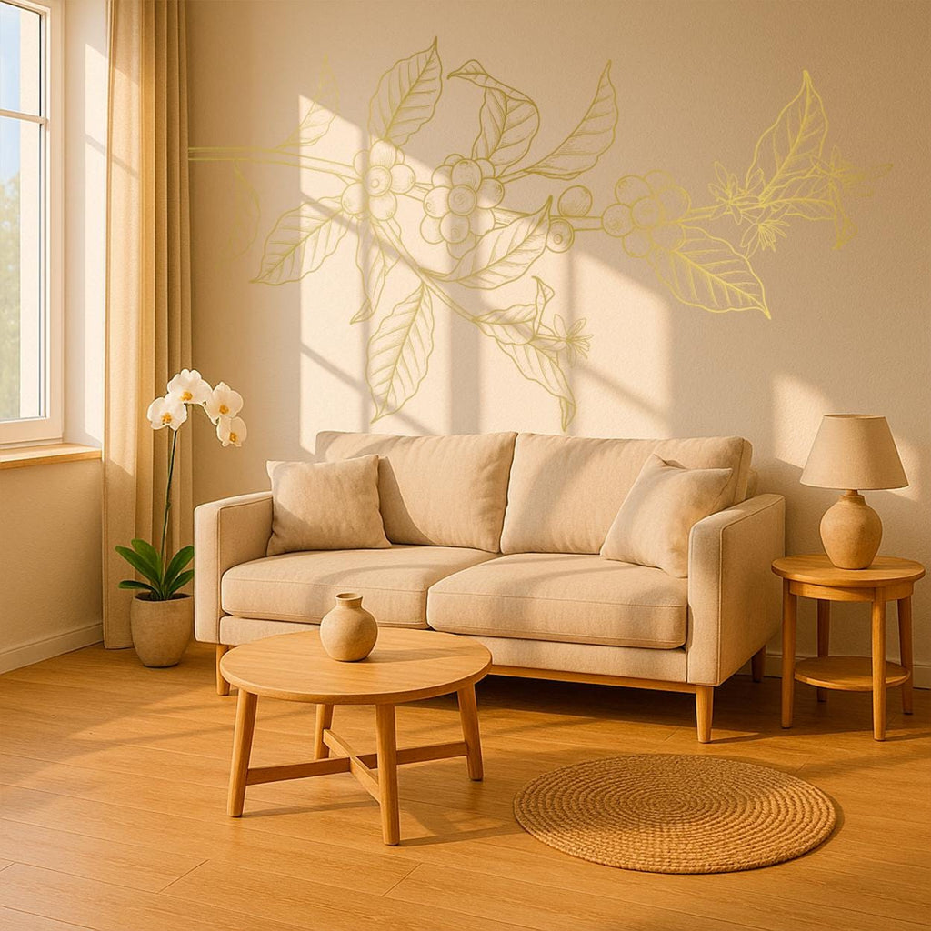 Coffee Plant Branch Vinyl Wall Decal: Minimalist Nature Wall Art for Cozy Home