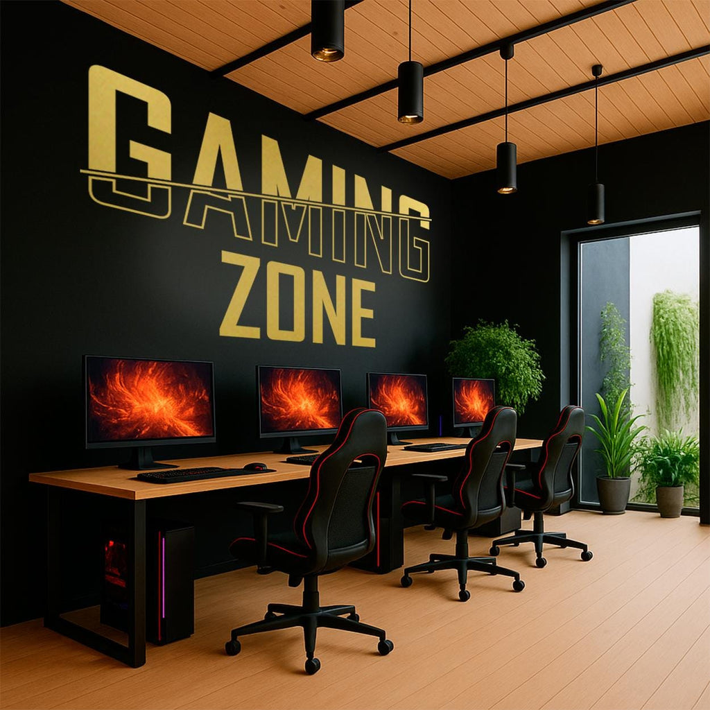Minimalist Gaming Zone Vinyl Wall Decal: Modern Gamer Room Decor
