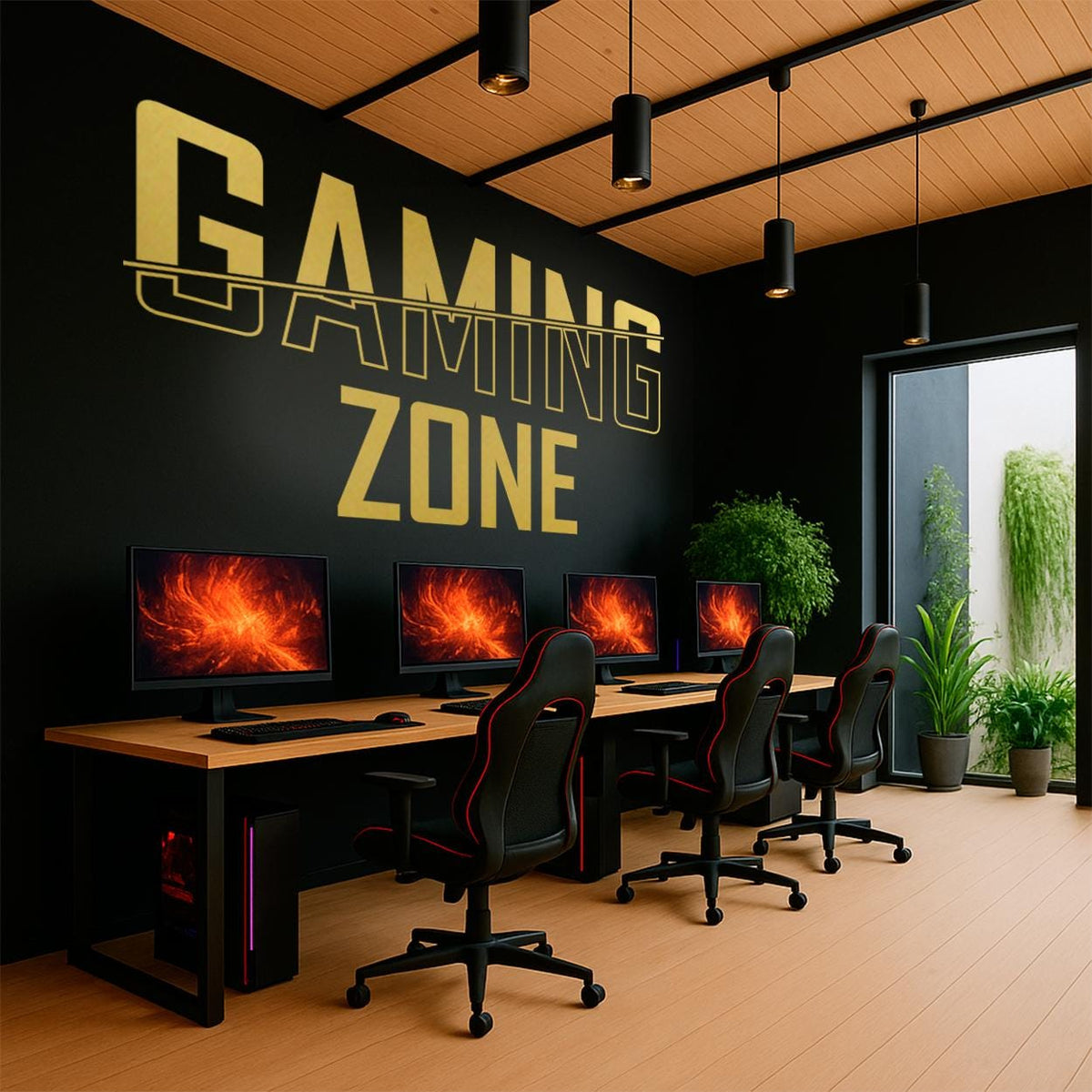 Minimalist Gaming Zone Vinyl Wall Decal: Modern Gamer Room Decor