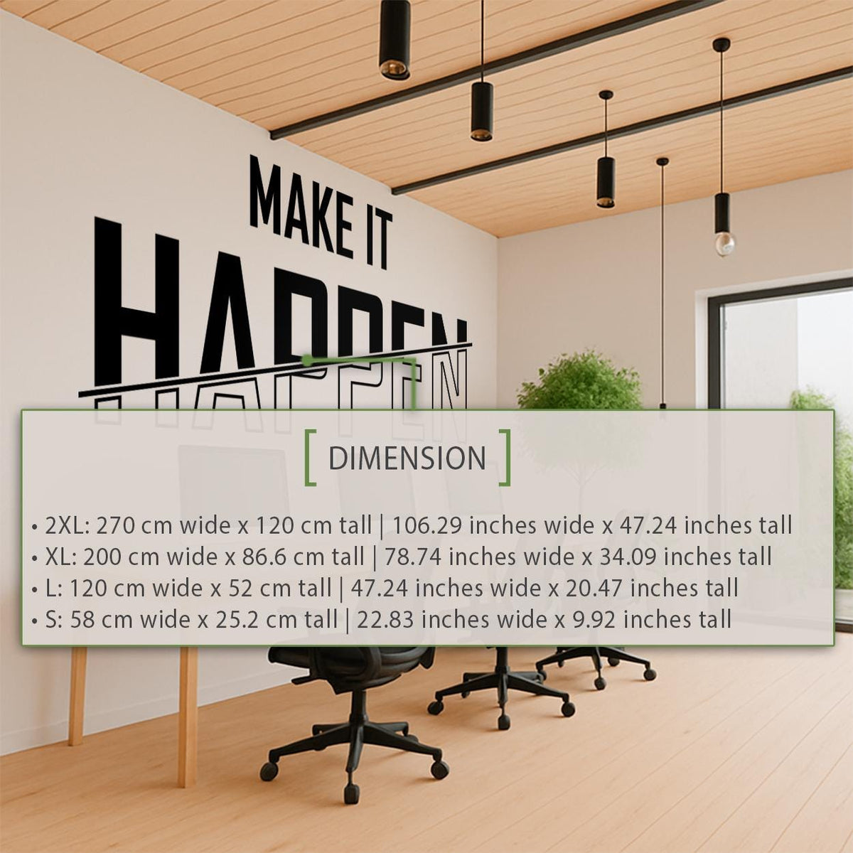 Motivational "Make It Happen" Vinyl Wall Decal for Office Decor
